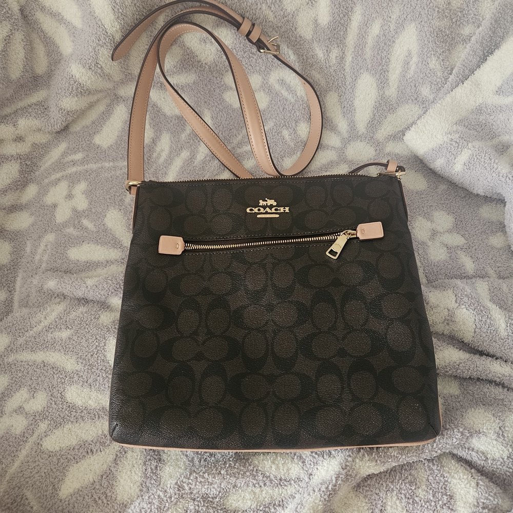 Coach Brown and Light Pink Crossbody Handbag